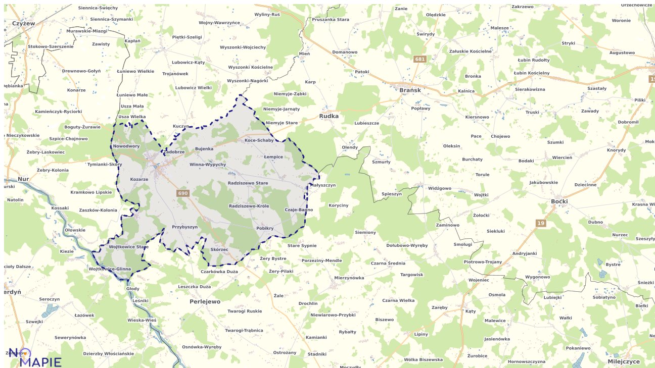 Mapa obszarów ochrony przyrody Ciechanowca