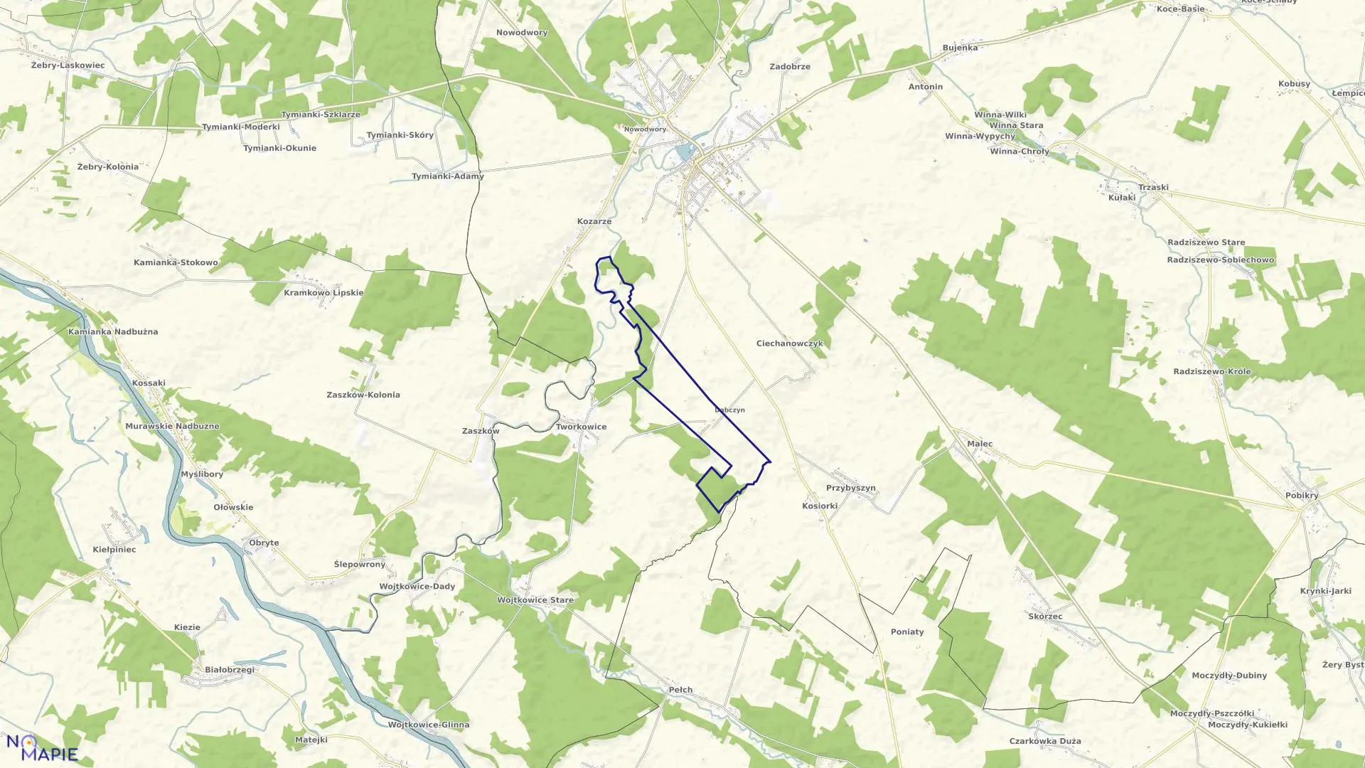 Mapa obrębu DĄBCZYN w gminie Ciechanowiec
