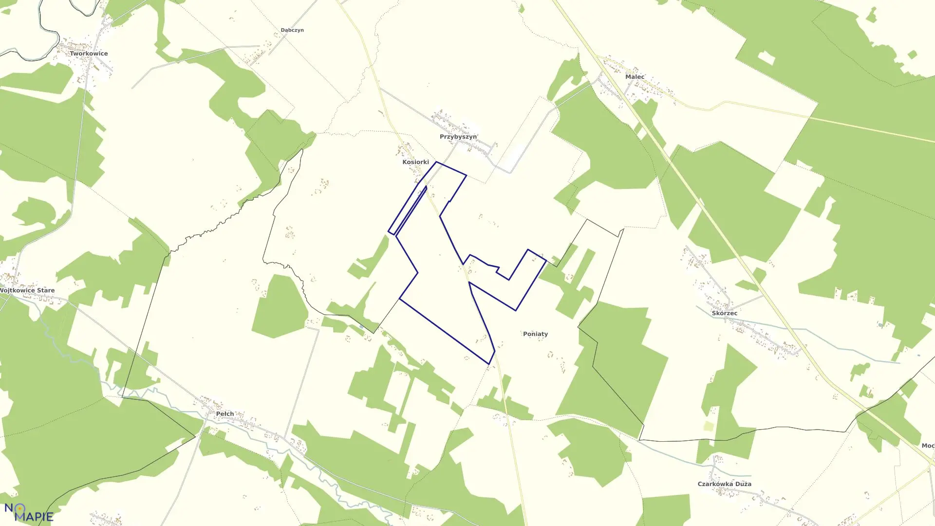 Mapa obrębu GAJ w gminie Ciechanowiec
